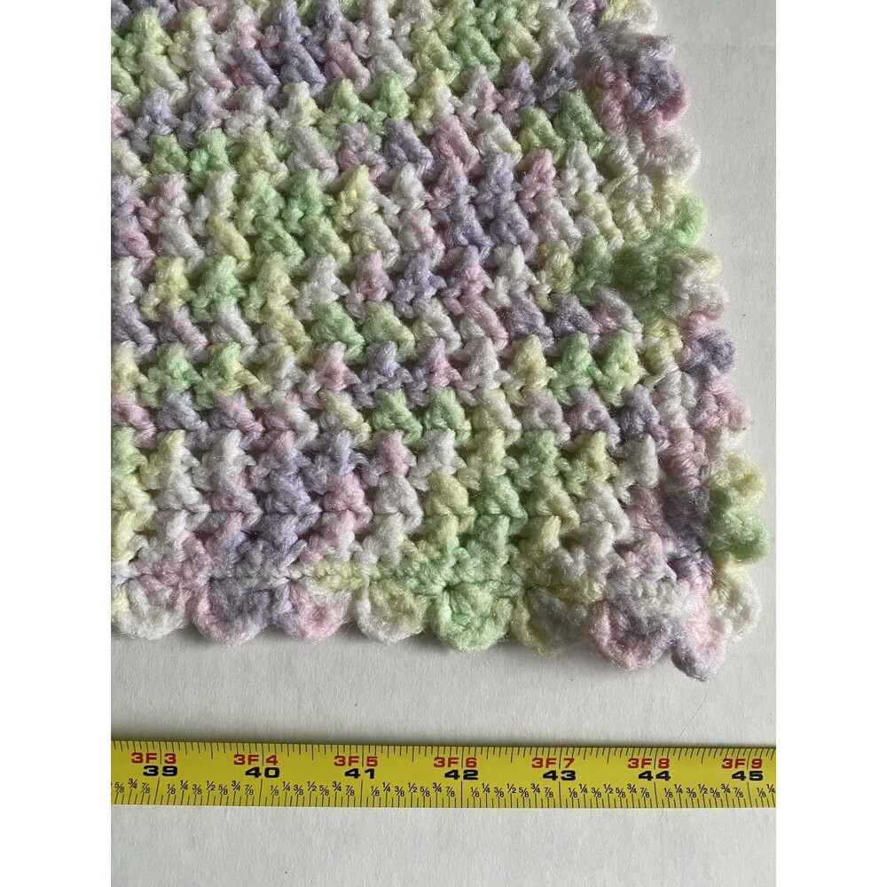 Beautiful New Handmade Crochet Baby Blanket/Afghan Lavender Mint Green 42x42 - Picture 3 of 5